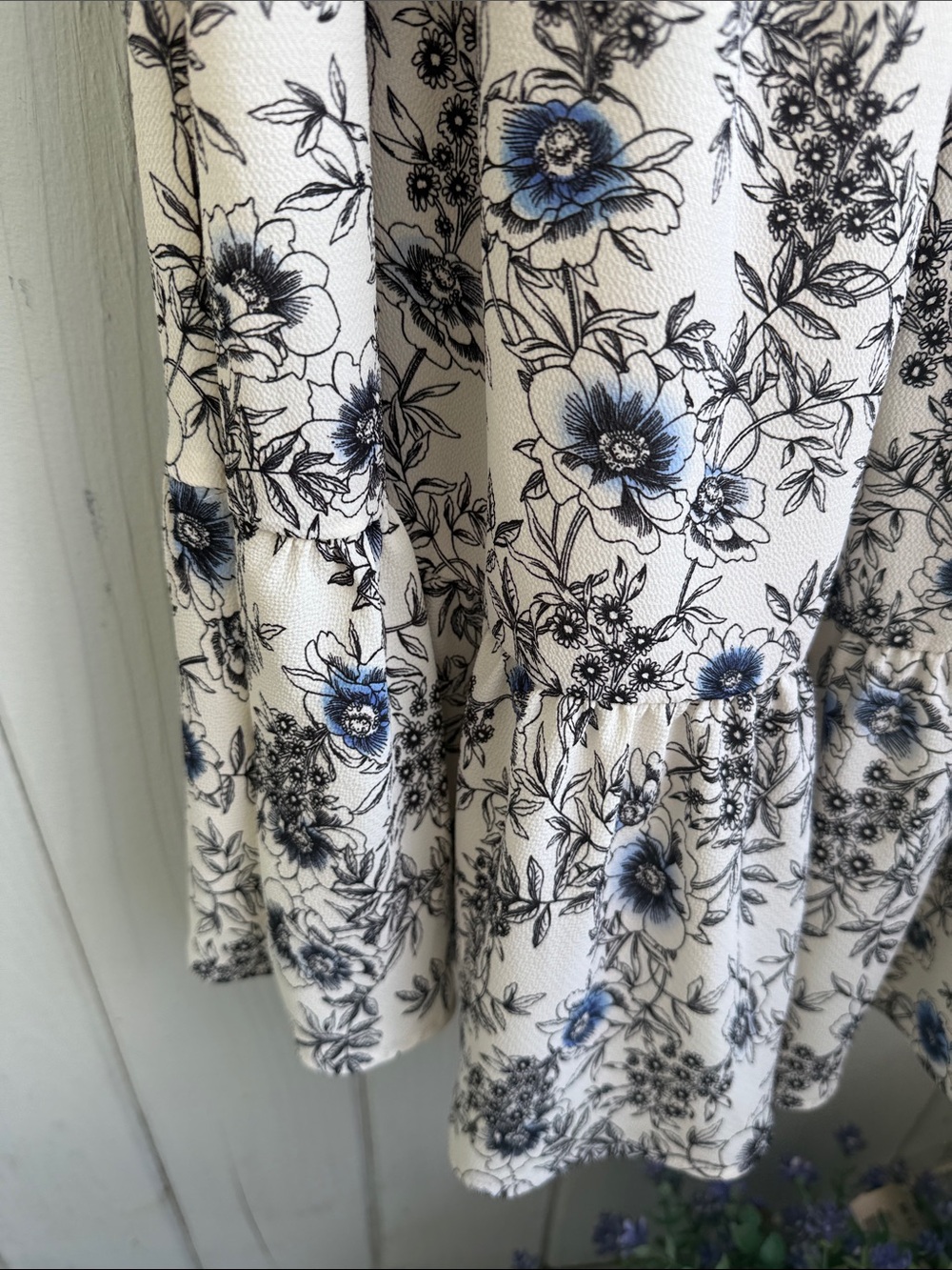 Talbots Cream Midi Dress with Navy Floral Print - Picture 5 of 6